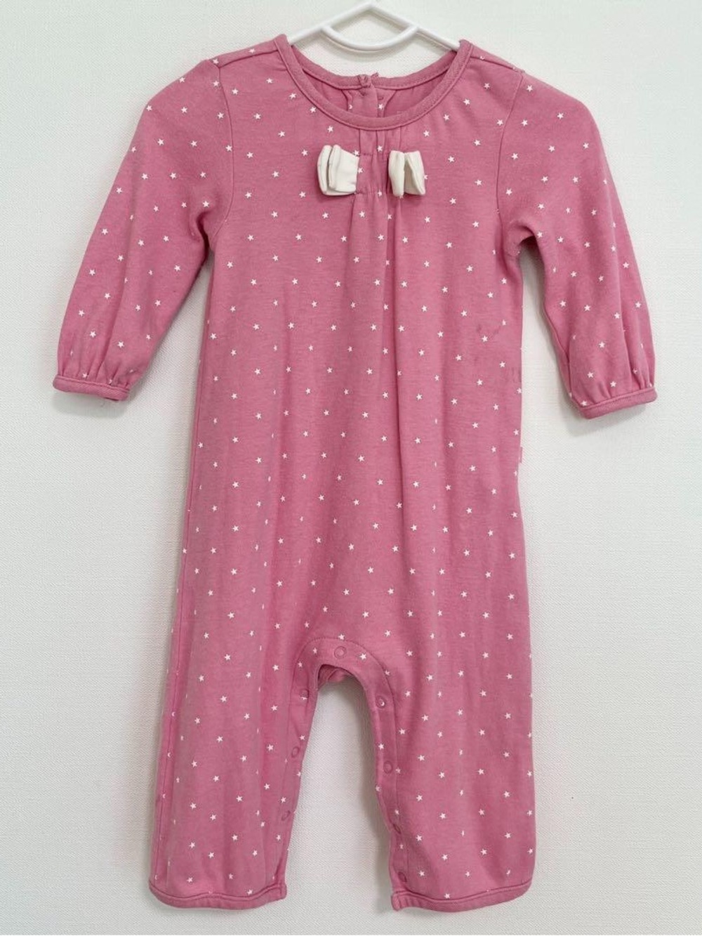 Baby Gap Pink & White Star One-Piece Romper with Bow